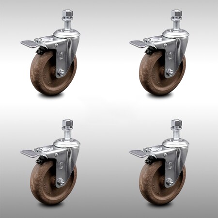 Service Caster 5 Inch SS High Temp Glass Filled Nylon 1/2 Inch Stem Caster Set Total Lock Brake SCC-SSTSTTL20S514-GFNSHT-121315-4